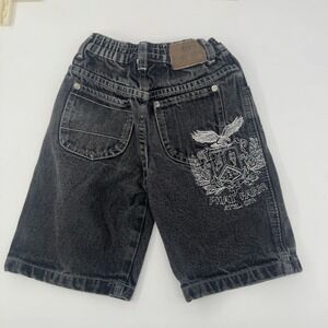 Vintage Phat Farm Kids Denim Shorts Black Logo Y2K Streetwear 2T Baggy Graphic